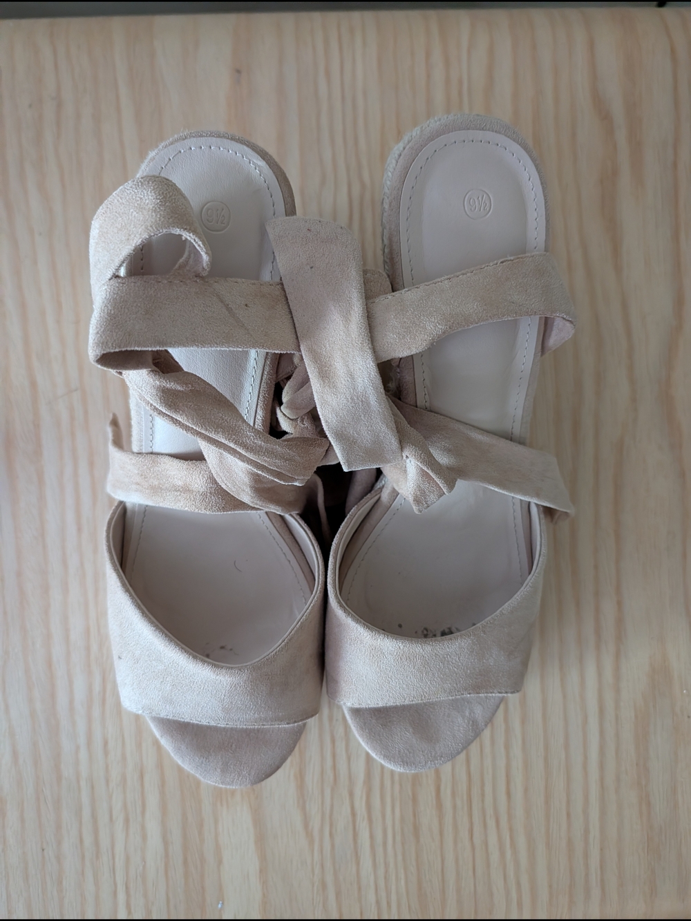 Amazon Beige Suede Espadrille Wrap Sandals